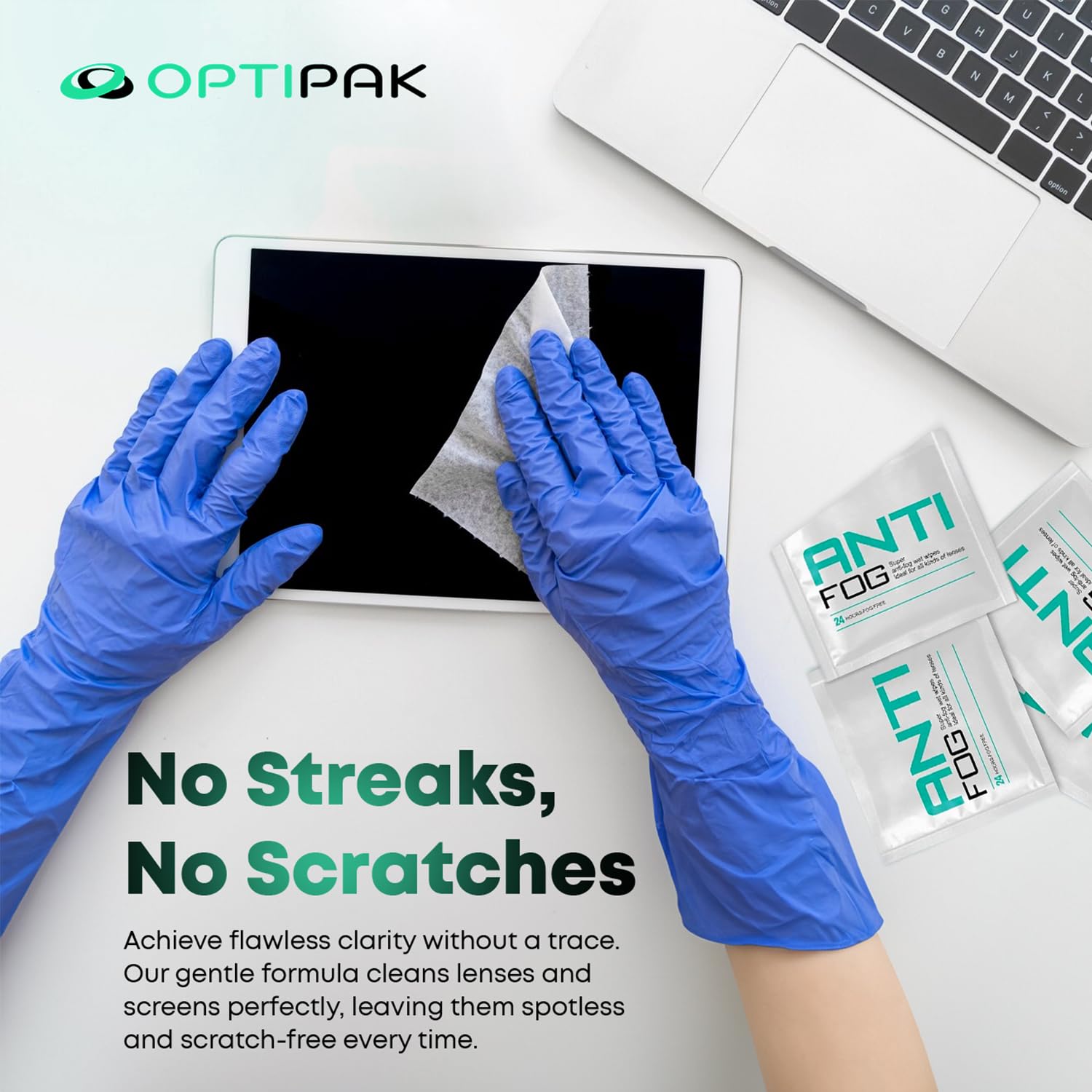 Optipak antifog wipes para lentes con recubrimiento: limpieza suave
