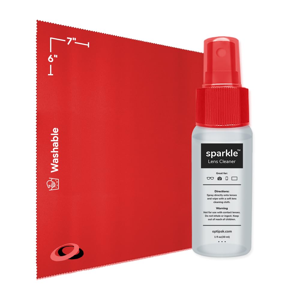 OPTIPAK Sparkle: botella 1oz para limpiar lentes antirreflejantes sin rayas