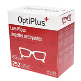 OptiPlus toallitas limpiadoras envueltas individualmente para anteojos, limpieza suave y rápida.