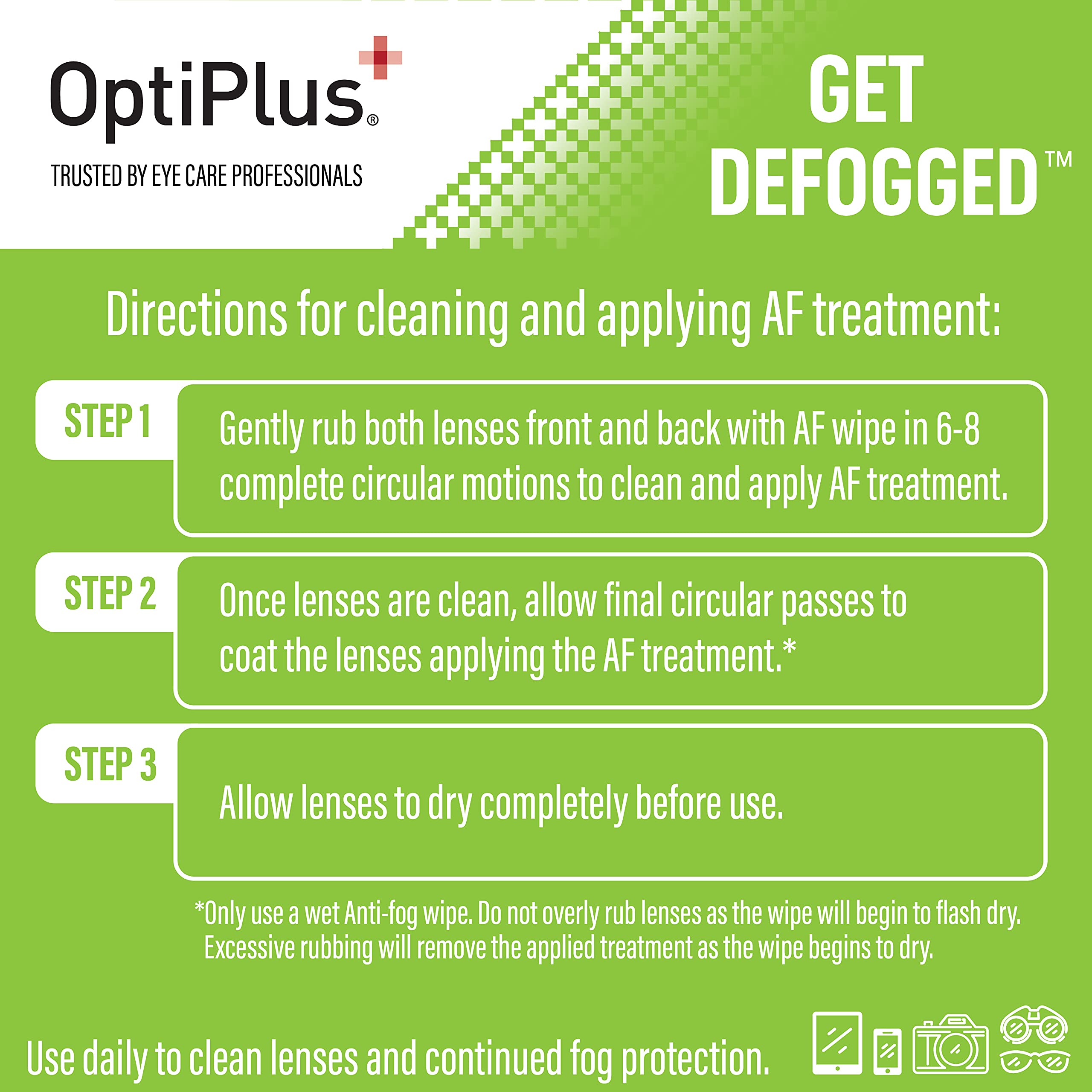OptiPlus limpieza sin rayas para gafas de seguridad y deportivas