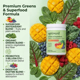 Optiverd Greens vaso batido mango, energía suave para la mañana