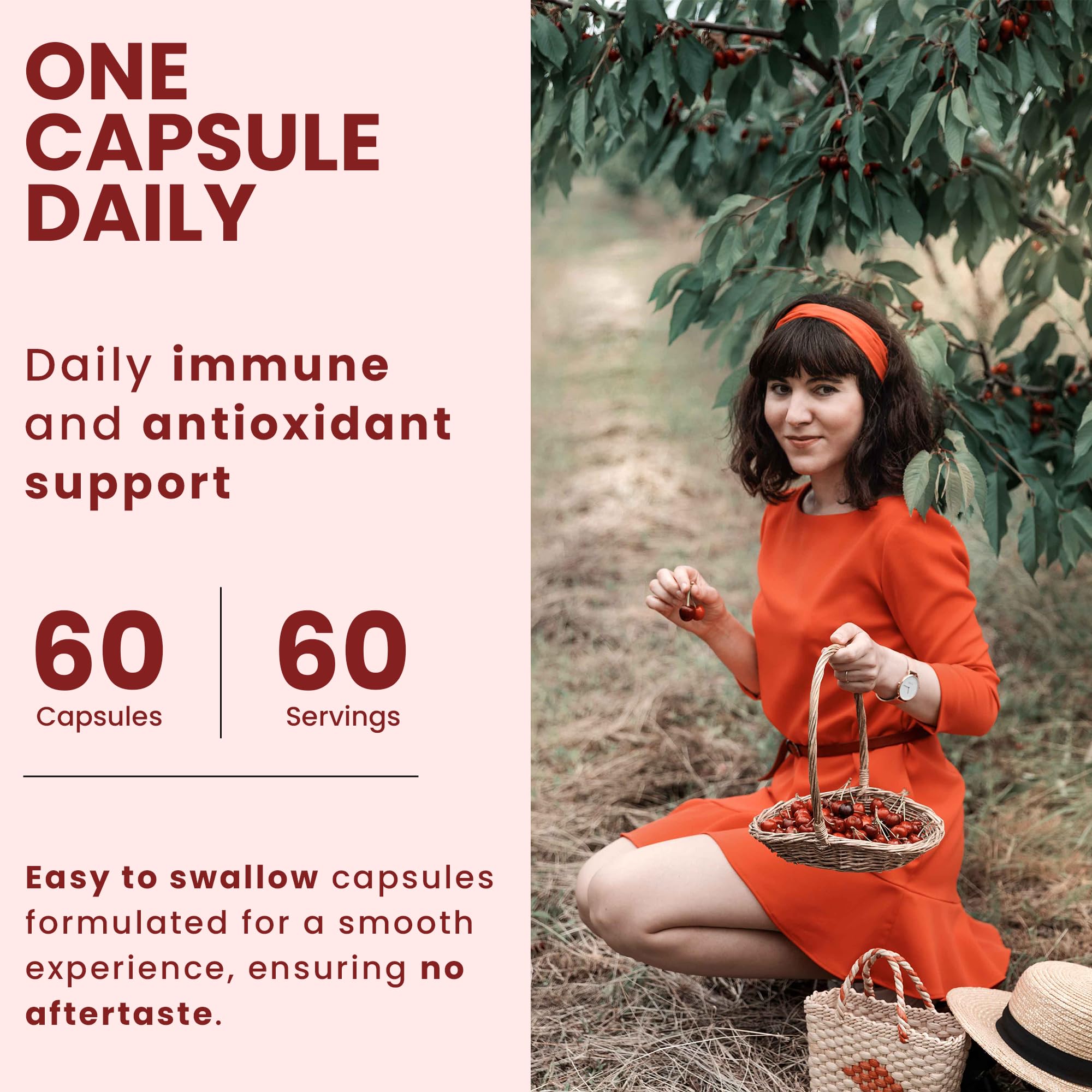 OPTIVIDA Health Acerola: ingredientes muestran origen orgánico y vegano.