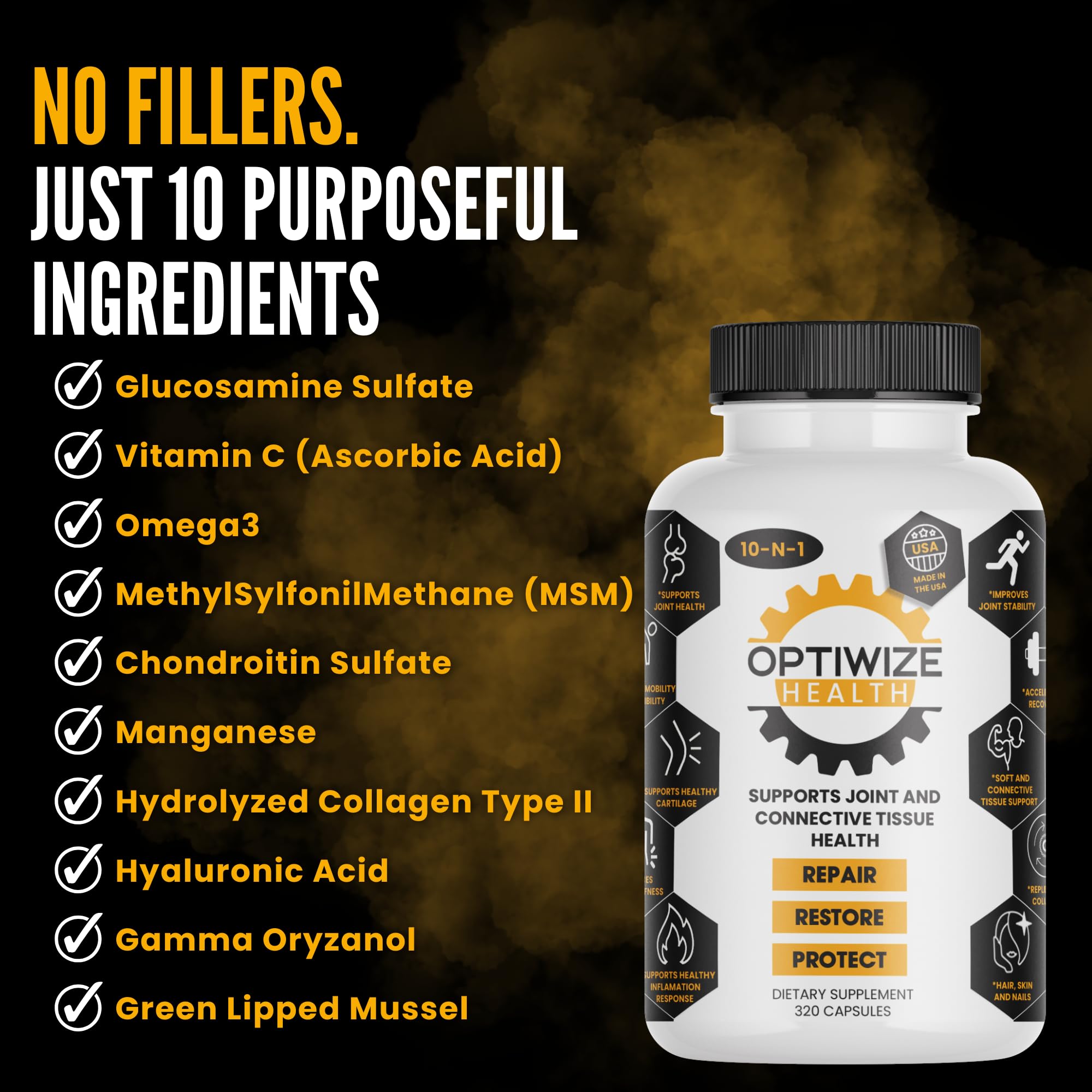 OptiWize glucosamina y condroitina en cápsulas para articulaciones.