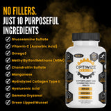OptiWize glucosamina y condroitina en cápsulas para articulaciones.
