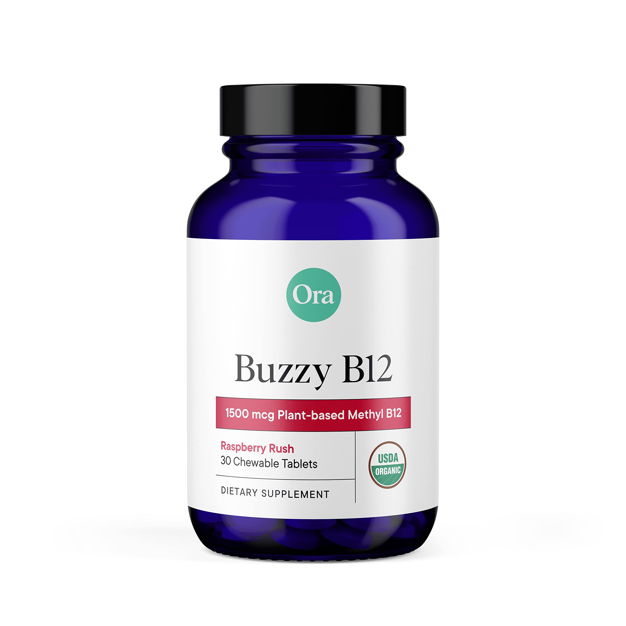 Ora Organic B12 1500mcg tabletas frambuesa para energía suave