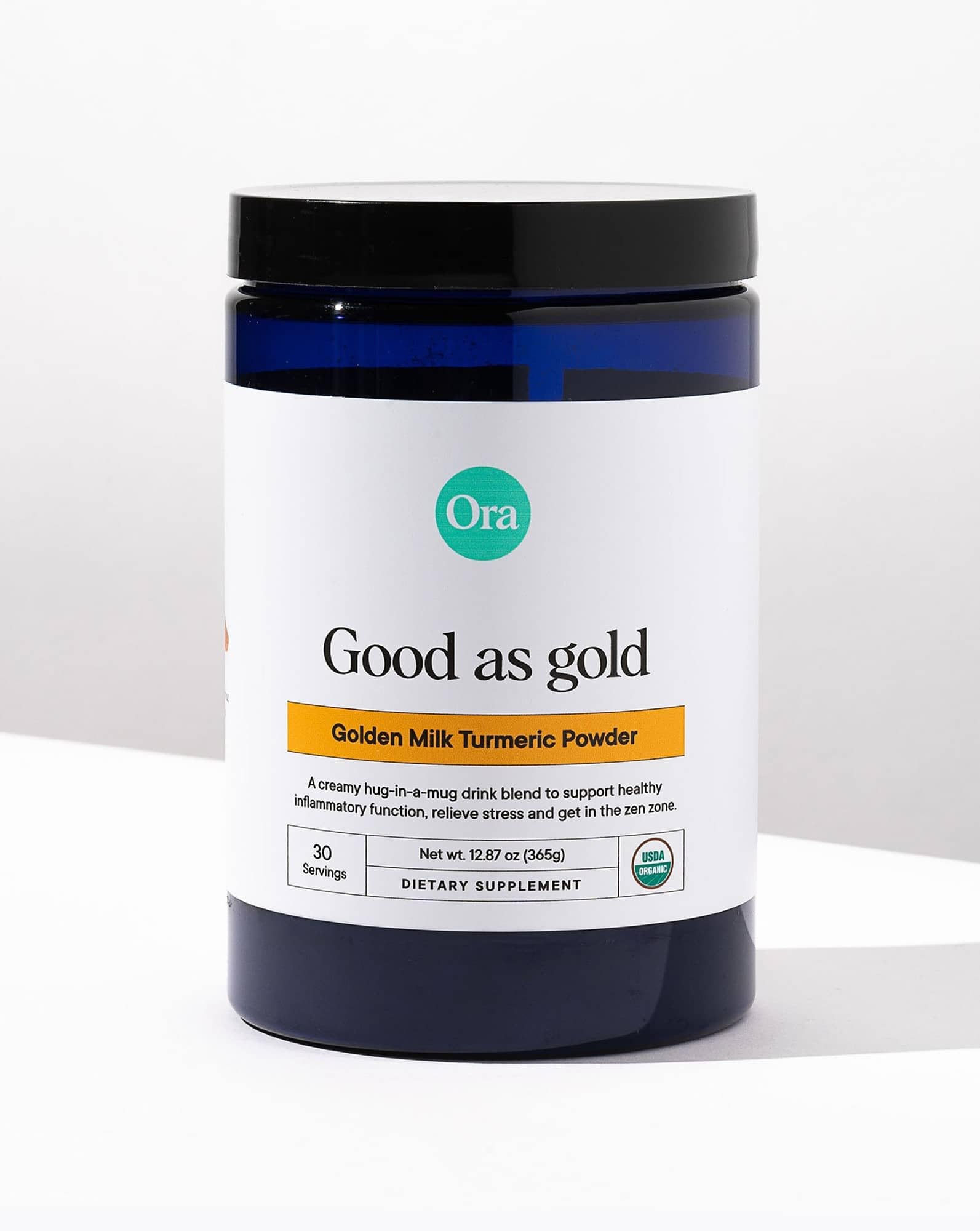 Ora Organic Ingredientes Orgánicos Dorados: cúrcuma, ashwagandha y reishi para sabor y aroma.