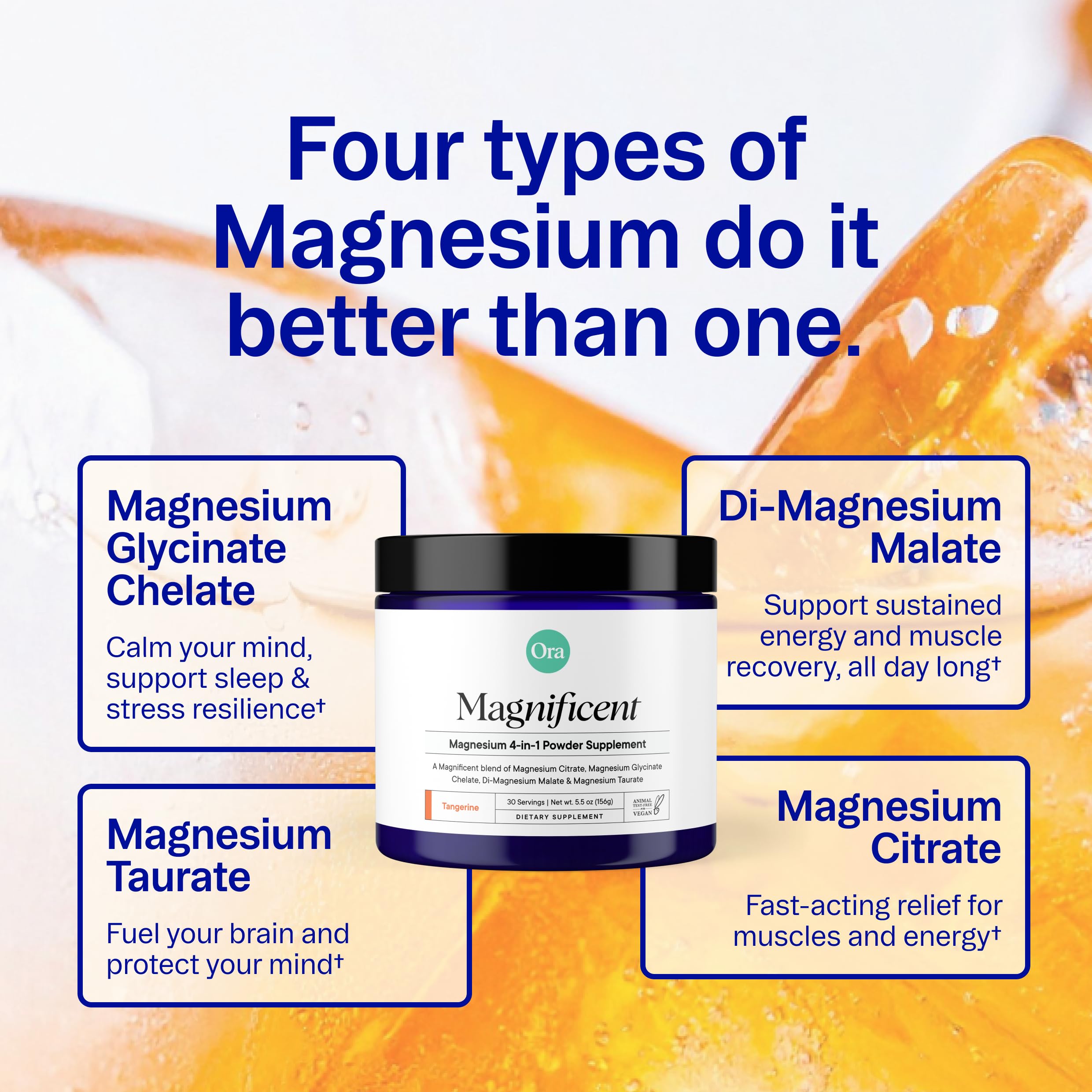 Ora Organic Magnesio Complejo cucharita de medición para dosis precisas.