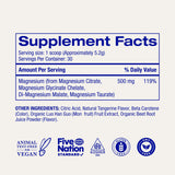 Ora Organic Magnesio Complejo etiqueta sabor mandarina para consumo agradable.