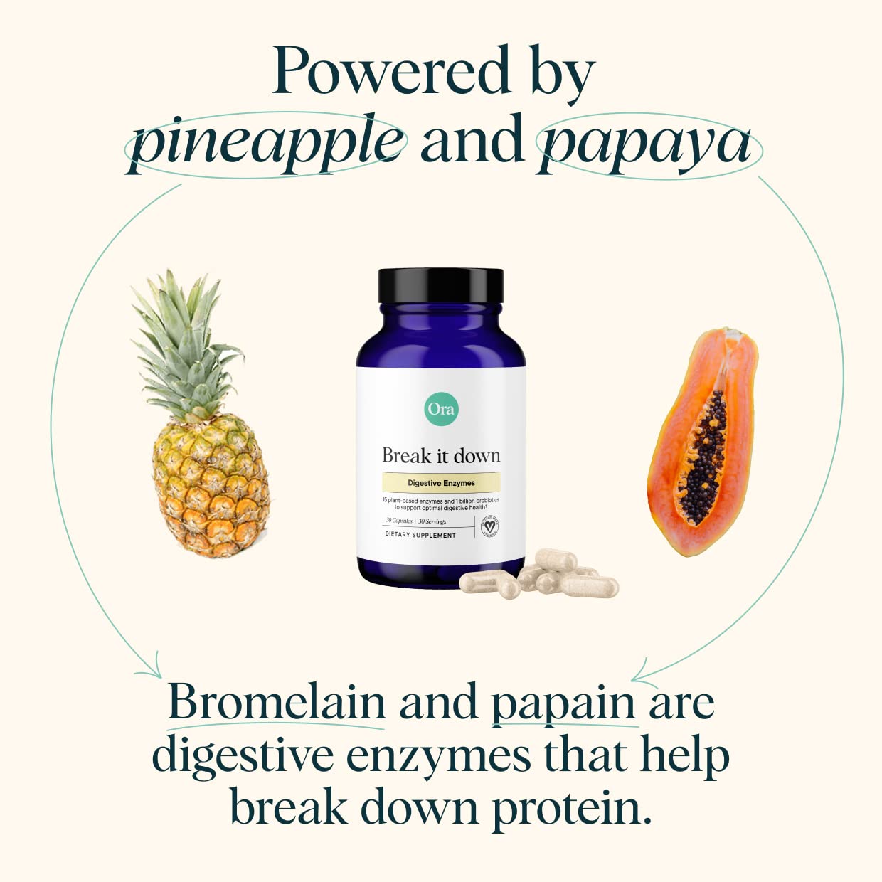 Ora Organic mezcla de 15 enzimas digestivas para descomposición de nutrientes