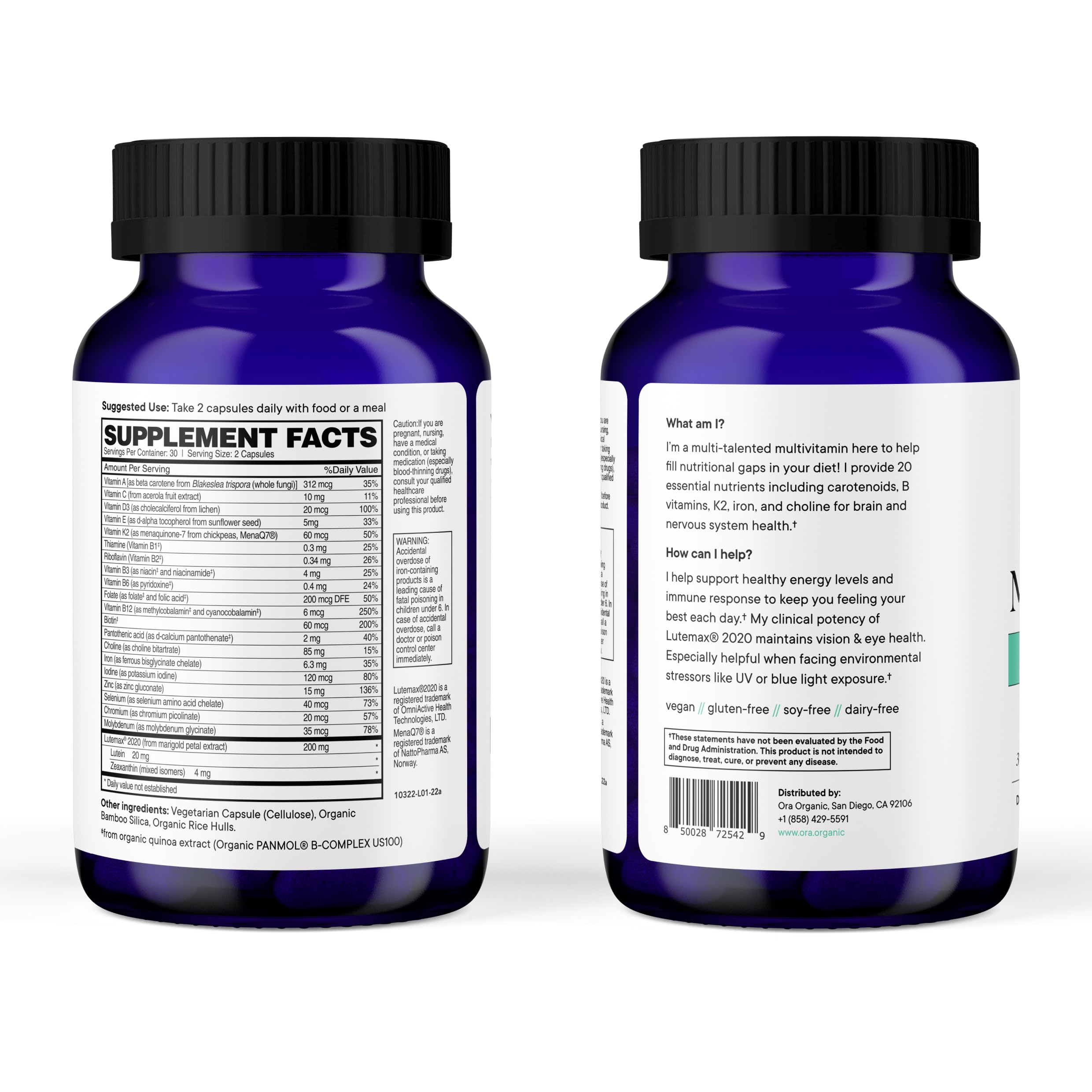 Ora Organic Multivitamina: ingredientes biodisponibles y bio para piel y cabello