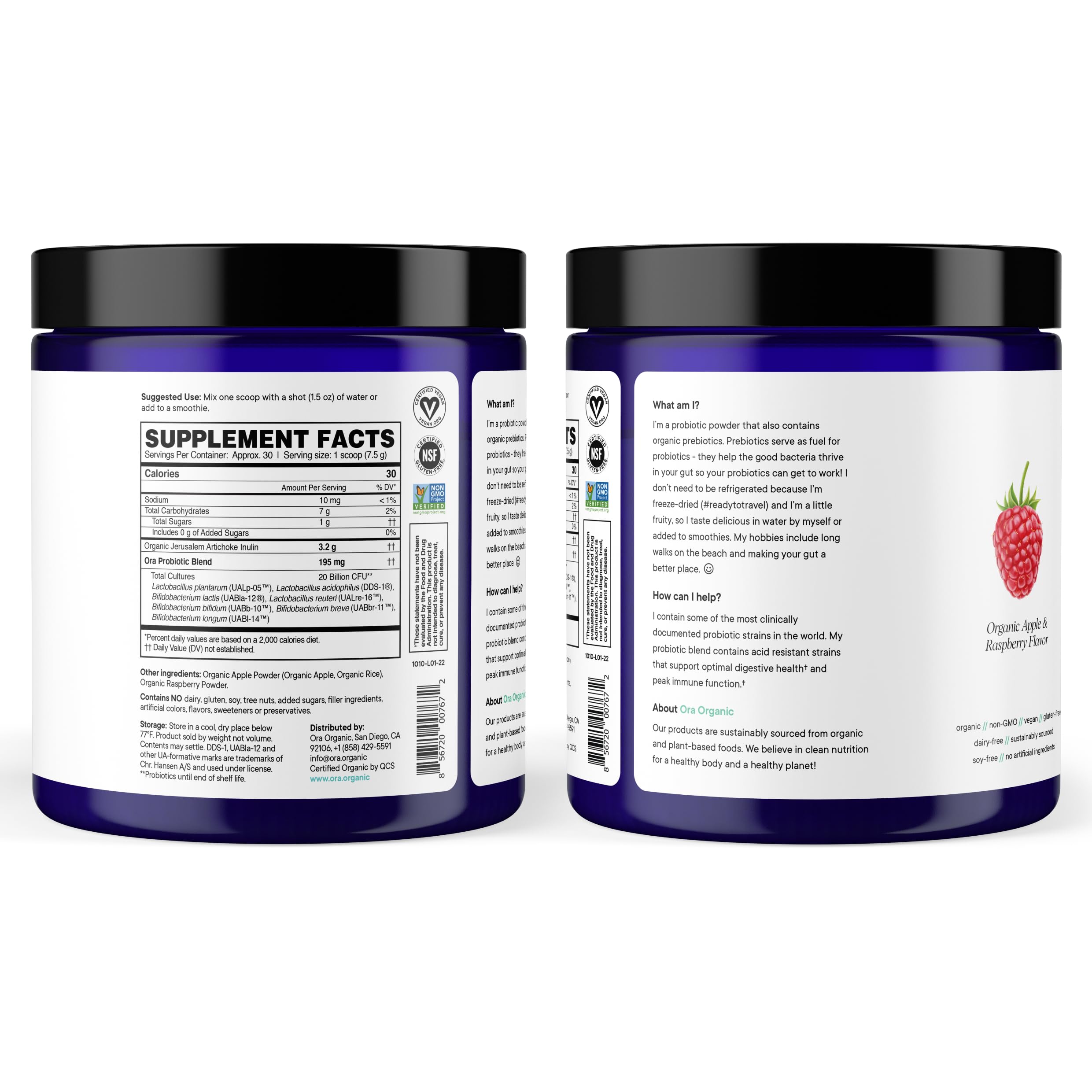 Ora Organic: no transgénicos y apto para veganos.