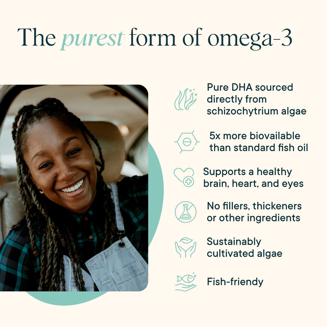 Ora Organic Omega-3 cápsulas detalle, fórmula sin rellenos.