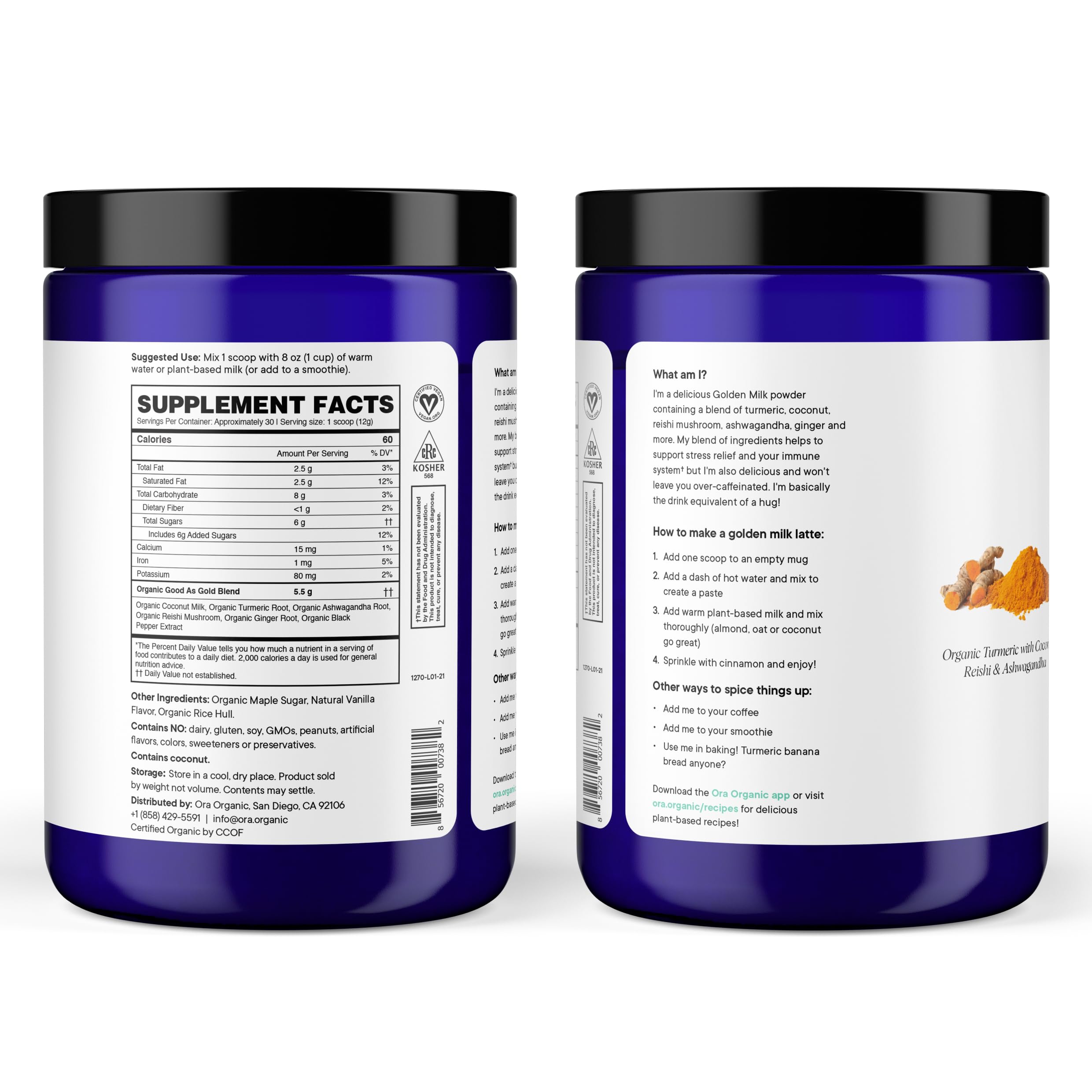 Ora Organic Polvo Leche Dorada Jengibre: toque picante suave para despertar el paladar.
