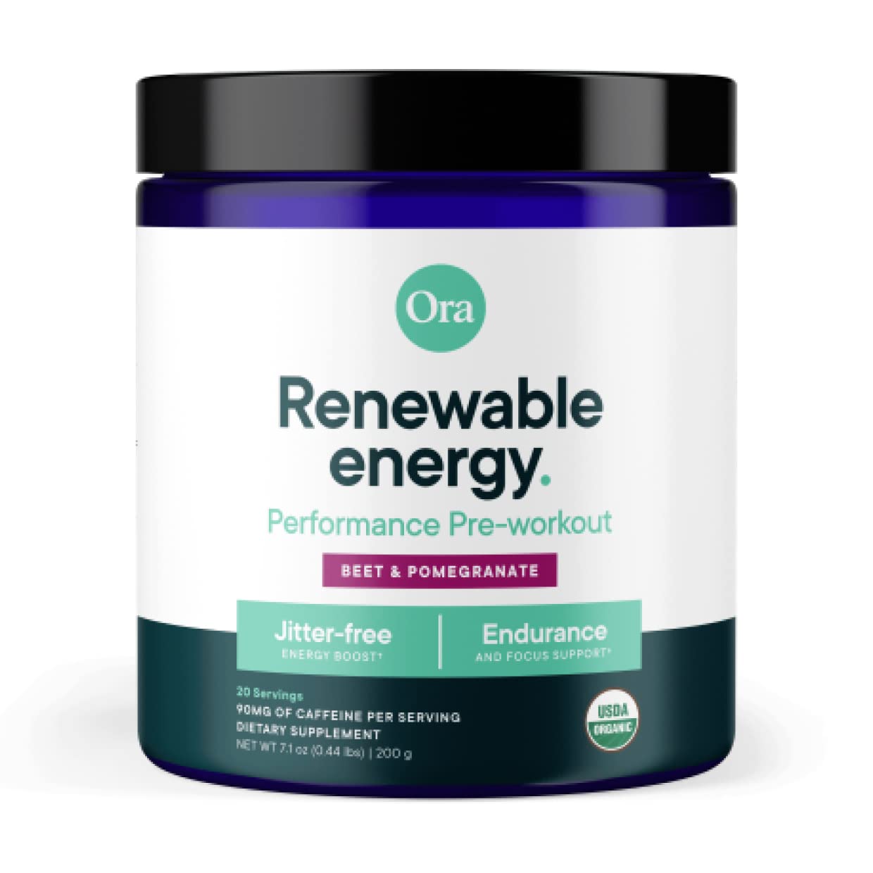 Envase de Ora Organic Pre-entrenamiento listo para usar.