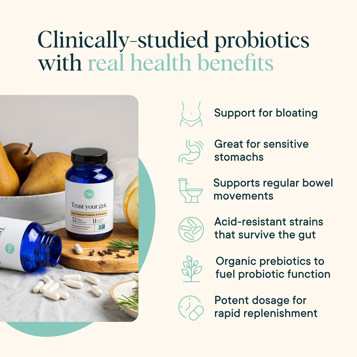 Ora Organic Probióticos: cápsulas resistentes al ácido para máxima supervivencia