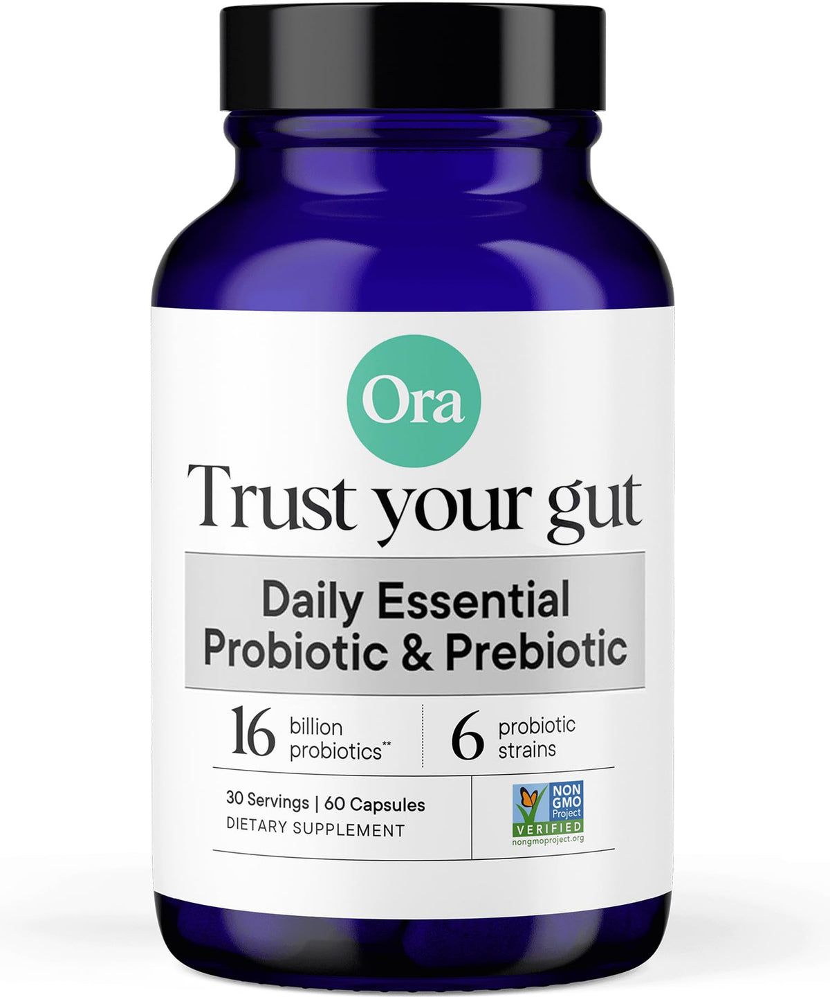 Ora Organic Probiotics, botella, apoyo para equilibrio digestivo diario.
