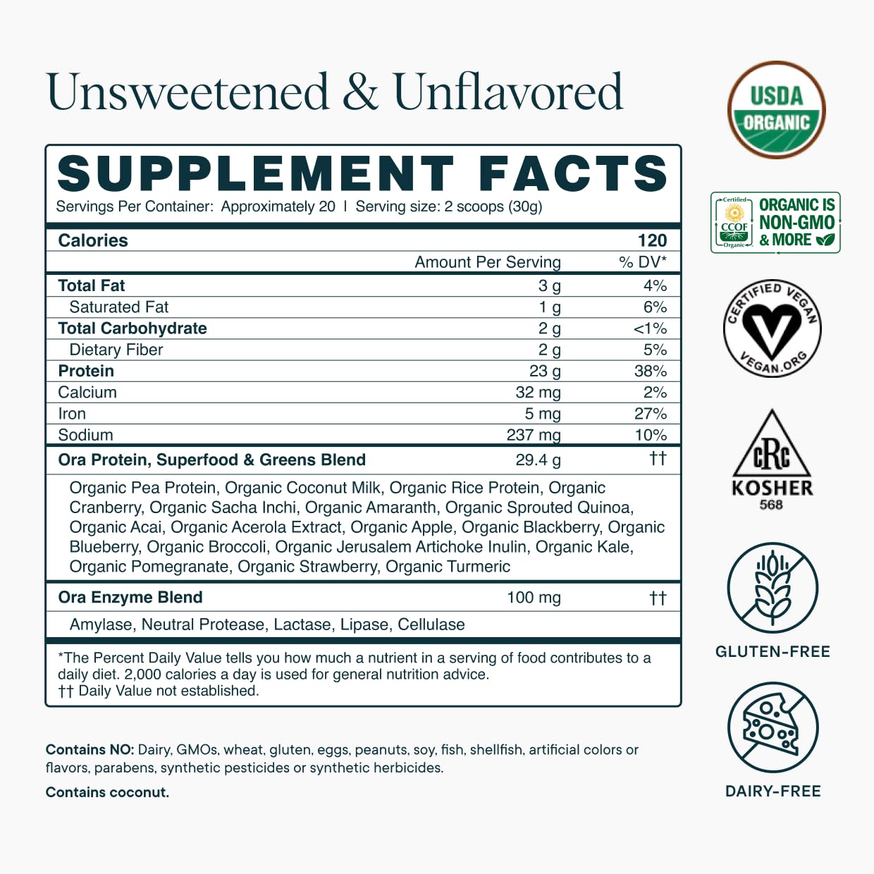 Ora Organic proteina para uso diario o post-entrenamiento.