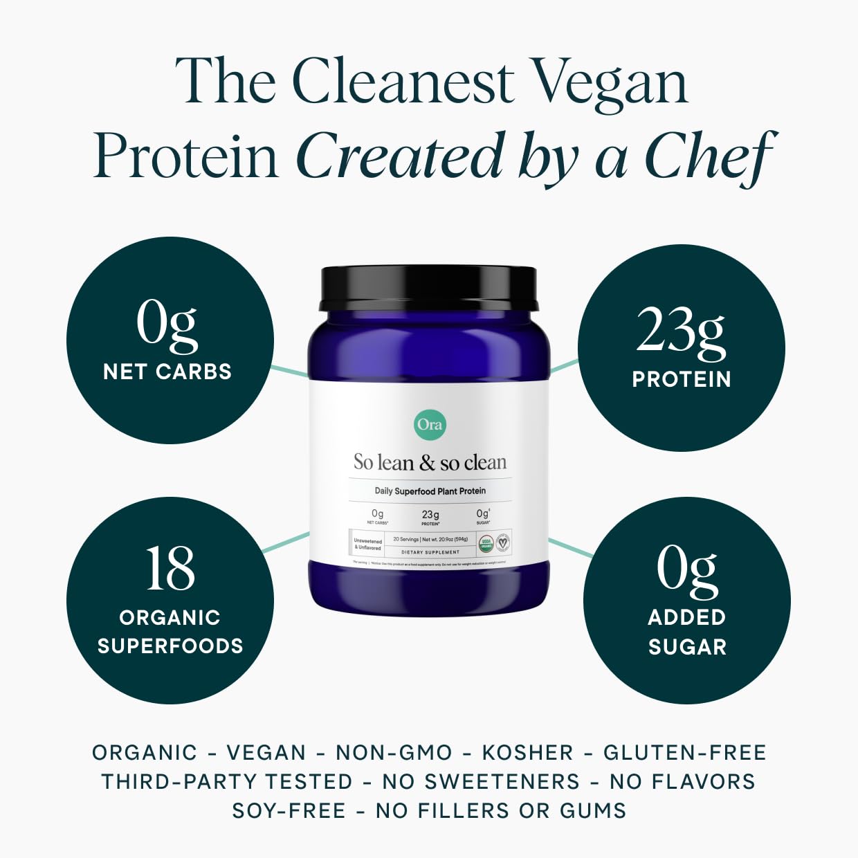 Ora Organic proteina en polvo sin sabor ideal para batidos personalizados.