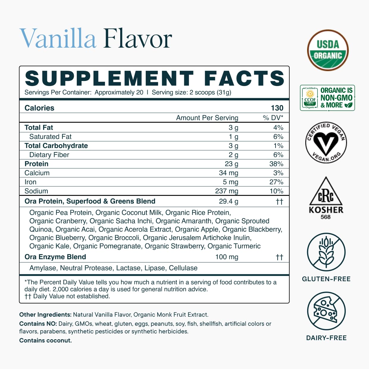Rutina diaria con Ora Organic vainilla, proteína vegana y sin gluten para cualquier hora.