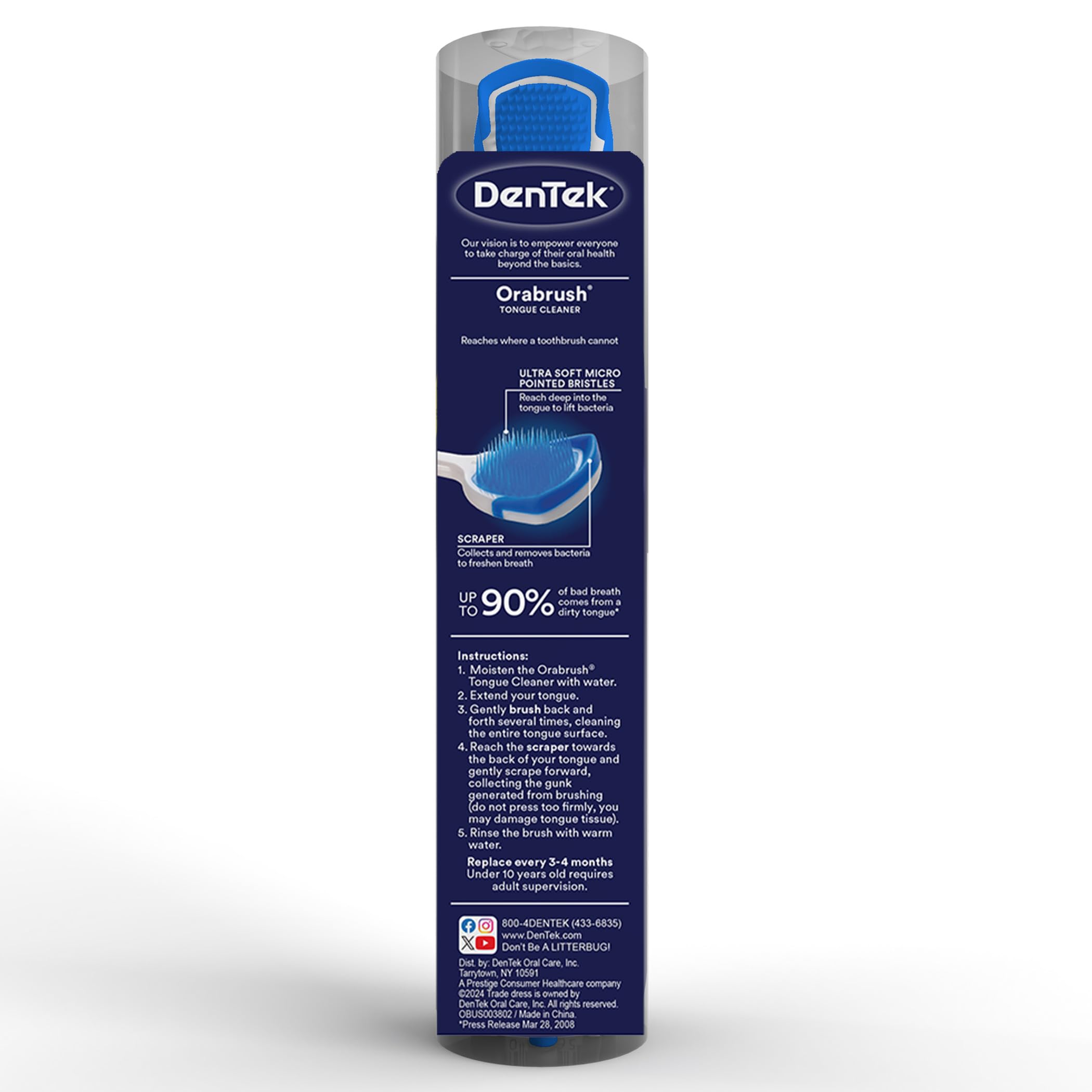 Orabrush función dupla, purifica la lengua y favorece un aliento más agradable.