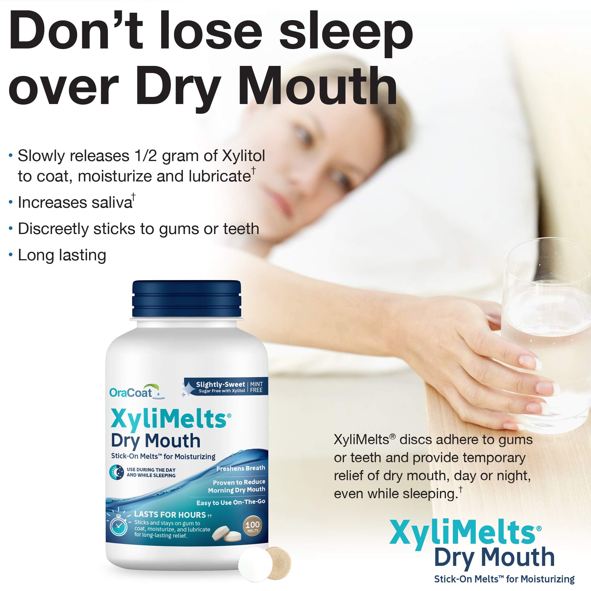 Oracoat XyliMelts contiene 550 mg de xilitol para estimular saliva