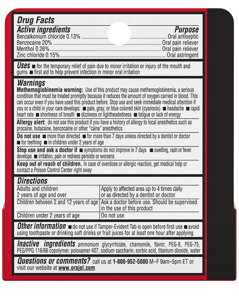 Aplicador de Orajel para dolor dental, alivio nocturno fácil de aplicar.