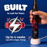 Oral-B iO Kids Spiderman, batería de larga duración para uso diario.