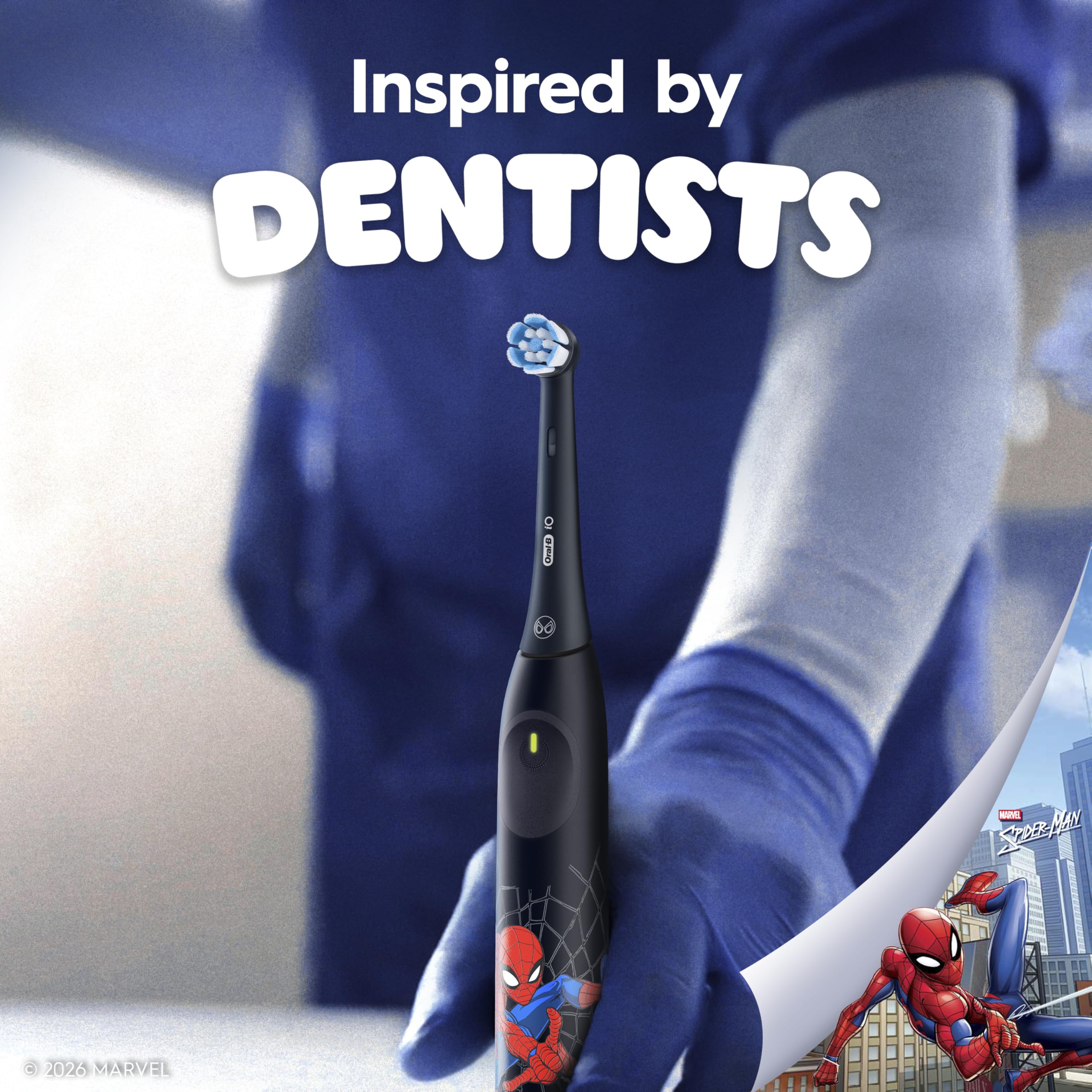 Oral-B iO Kids Spiderman, carcasa resistente para viaje y caídas ocasionales.