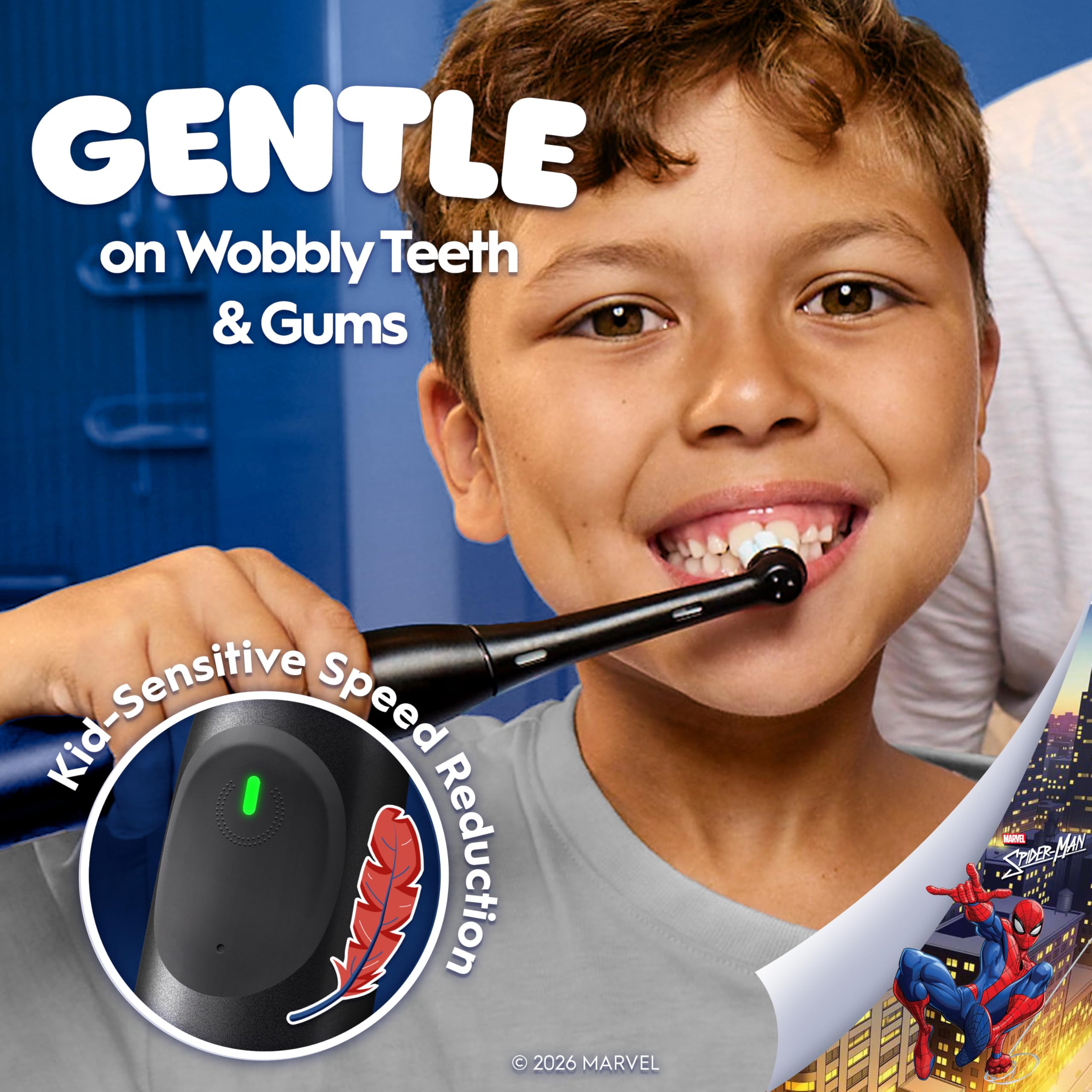Oral-B iO Kids Spiderman, temporizador musical motiva cepillado de dos minutos.