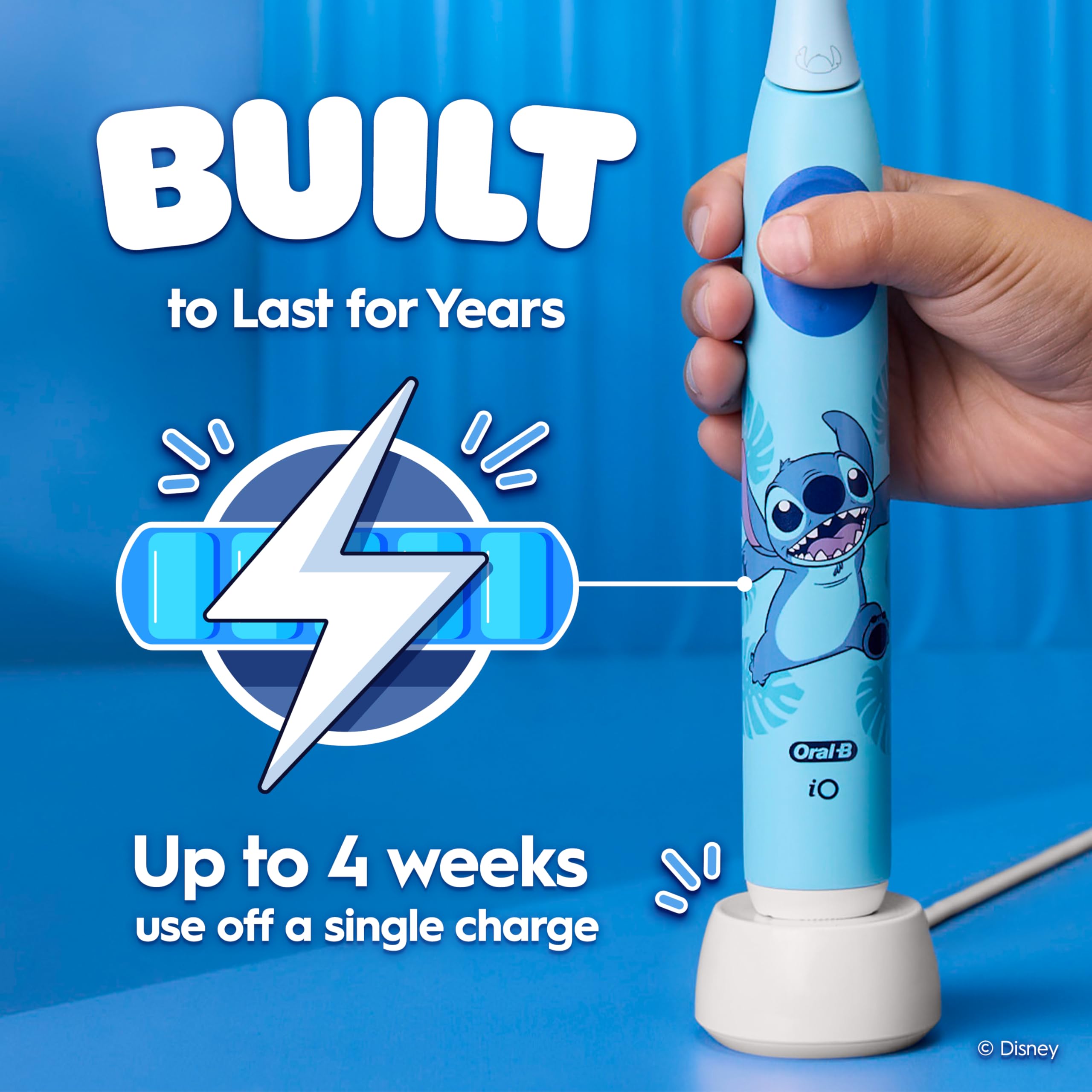 Oral-B iO Kids Stitch con botón de un toque para empezar.