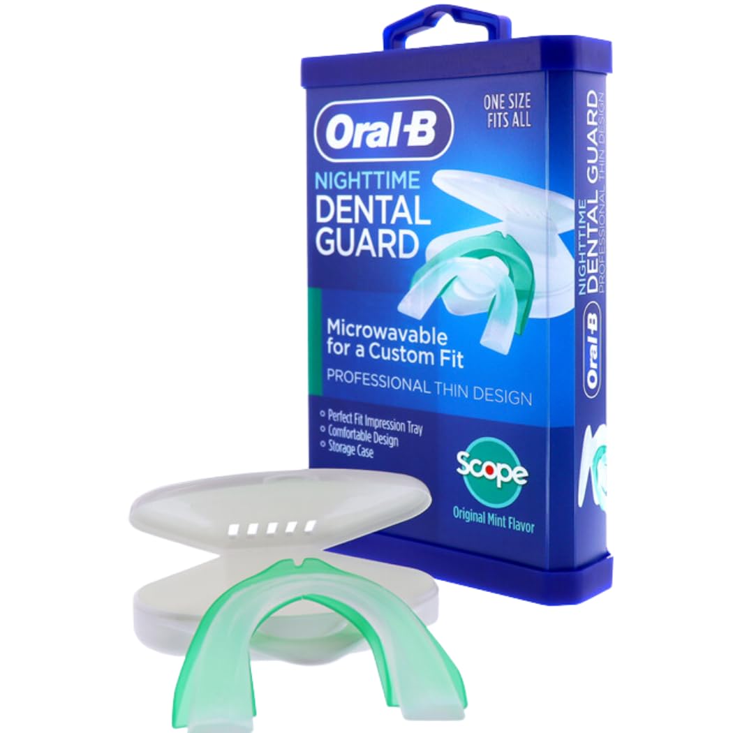 Oral-B protector bucal nocturno en casa, ajuste rápido.