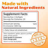 Orange Burps aceite de cáscara de naranja en cápsulas para soporte estomacal ocasional.