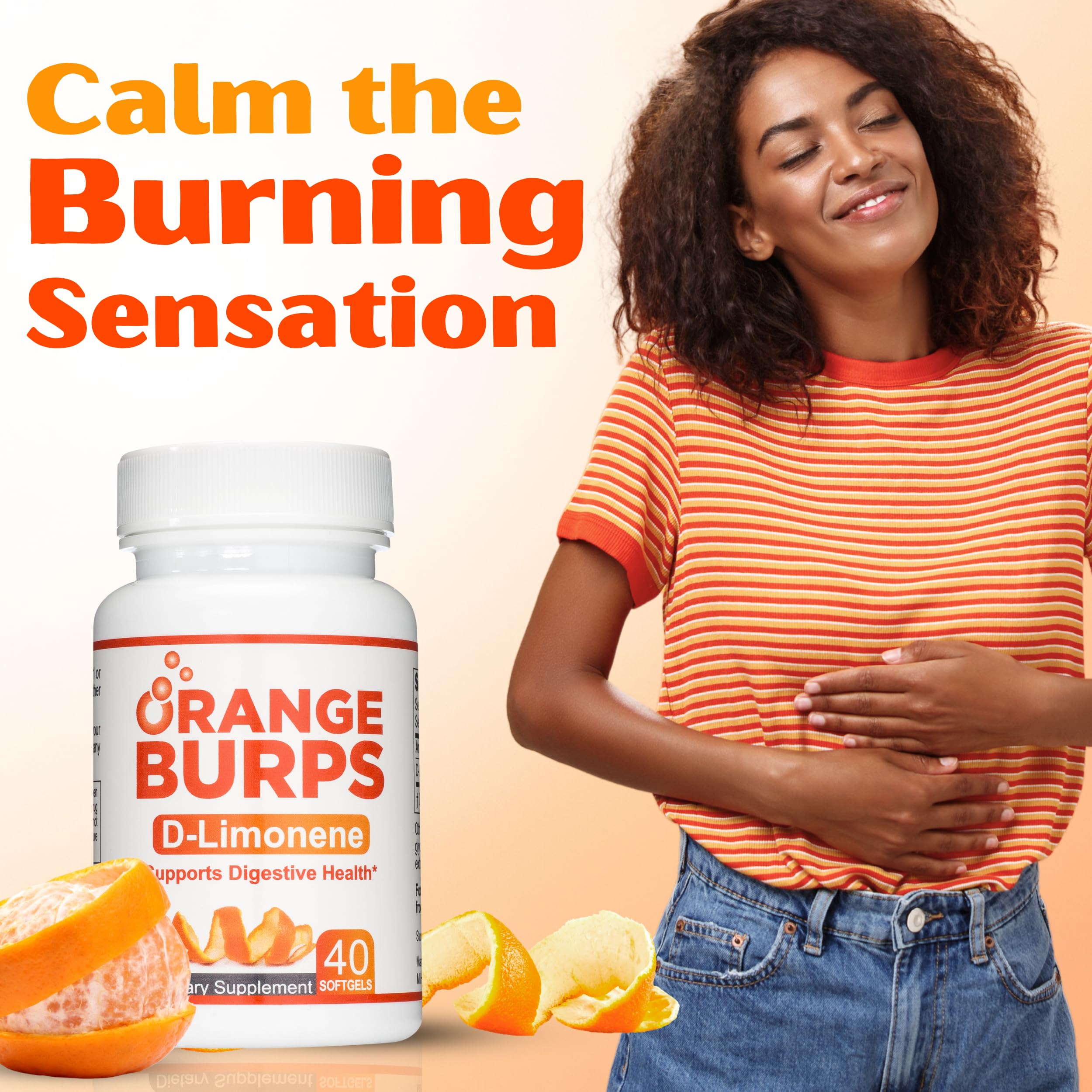 Orange Burps rutina diaria para cuidado estomacal y reflujo ocasional.