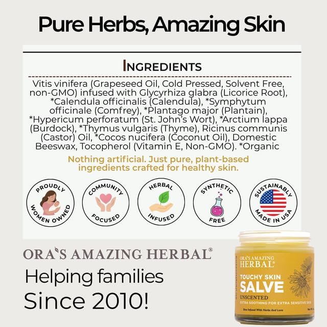 Producto sin fragancia para uso diario con Touchy Skin Salve.