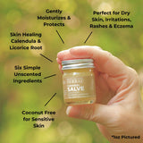 Textura cremosa de Calendula Salve para aplicación rápida y calmante.