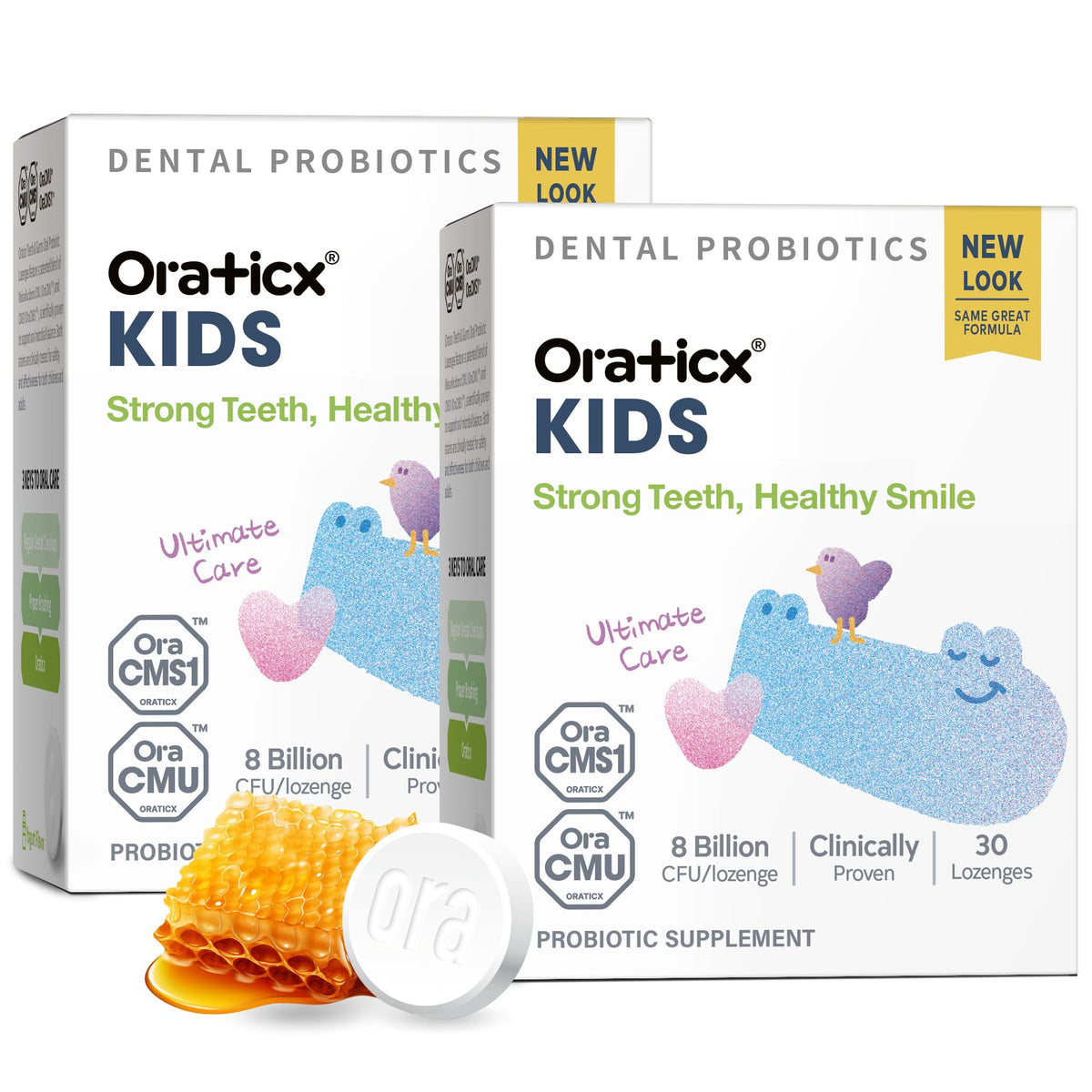 OraTicx Kids Probiotics tableta yogur para dientes sanos y aliento fresco
