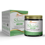 OraWellness Shine polvo dental en botella, presenta brillo suave y remineralización natural.