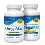 OregaMax: botella de cápsulas de 90 para uso diario, posible apoyo digestivo.