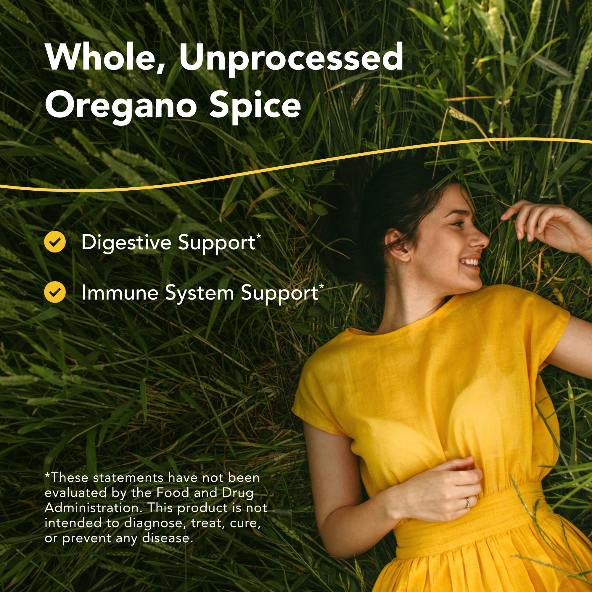 OregaMax: etiqueta detallada con ingredientes clave y sello SIN OGM.