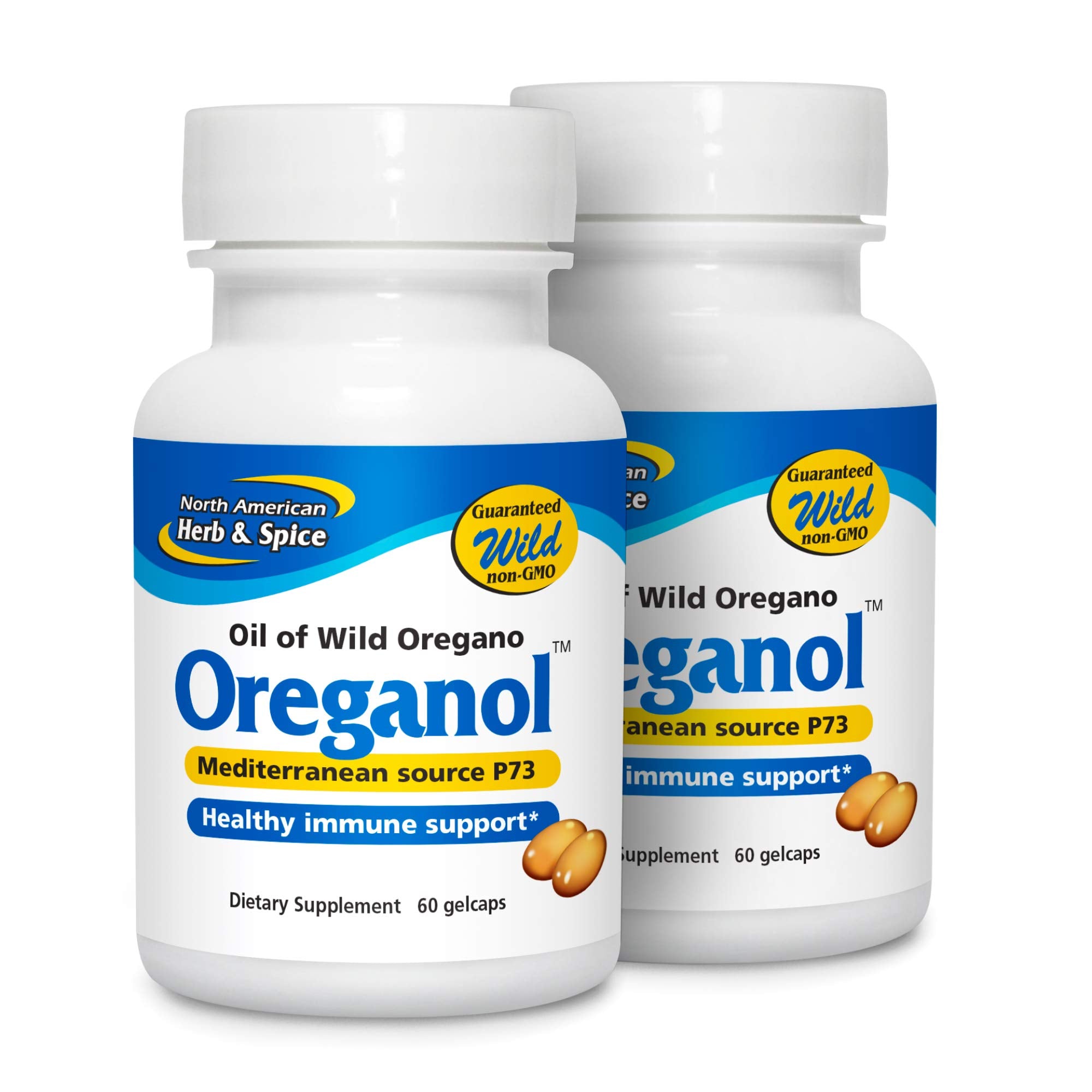 Oreganol P73 en botella dos-pack, práctico para uso diario.