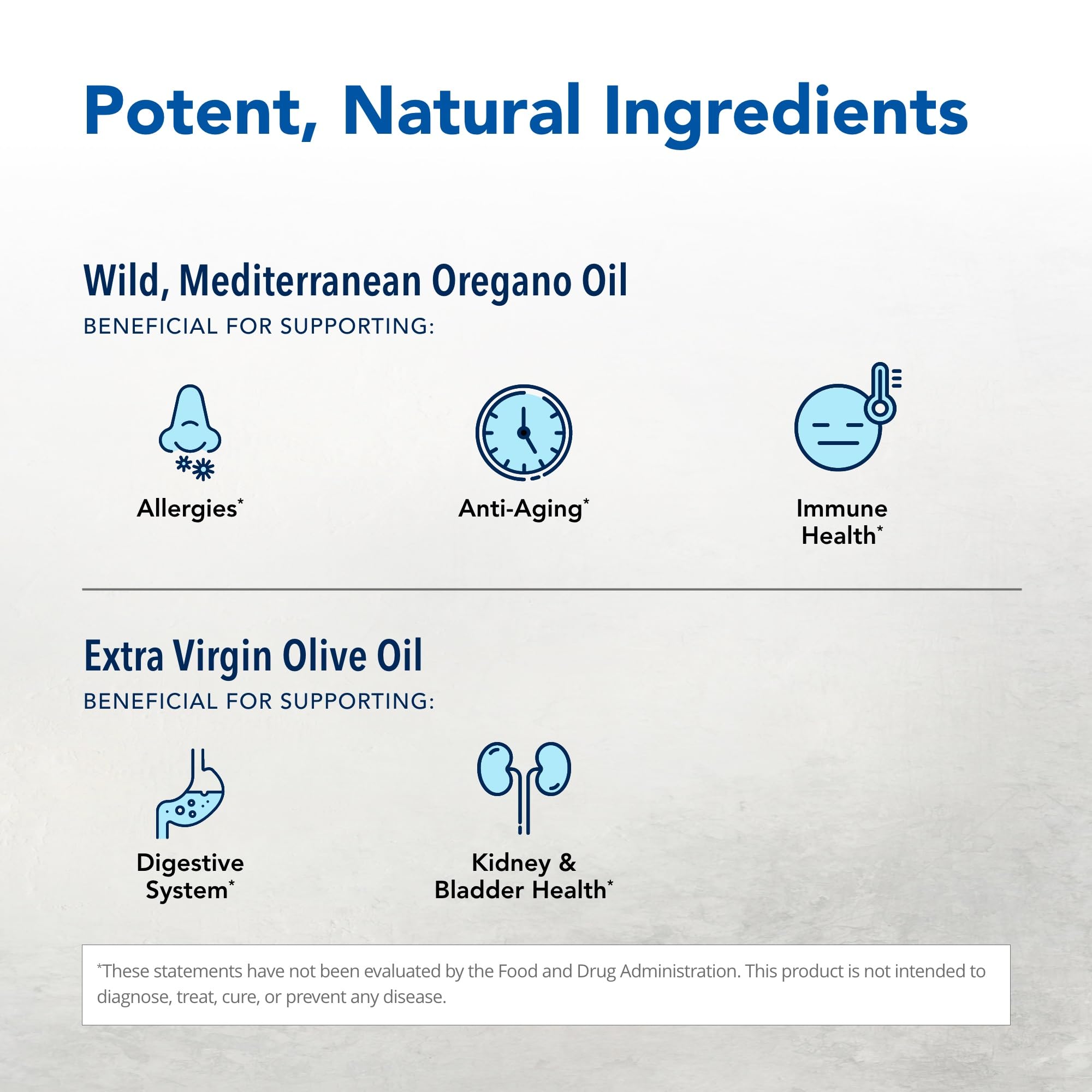 Oreganol P73 incluye ingredientes: aceite de oliva virgen extra, base natural.