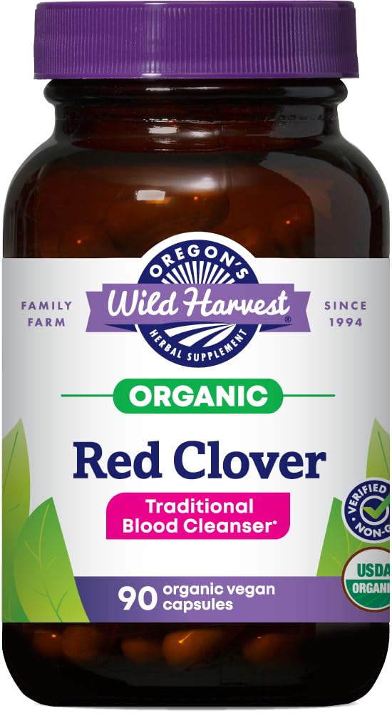 Oregon's Wild Harvest frasco frontal, cápsulas de trébol rojo para uso diario