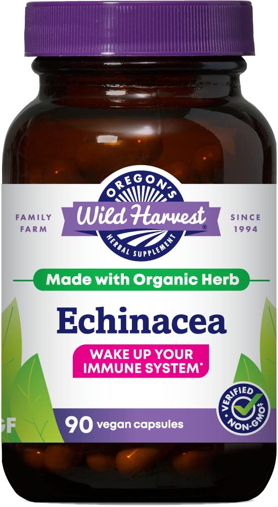 Oregon's Wild Harvest Echinacea orgánica, cápsulas en frasco para apoyo inmunitario diario
