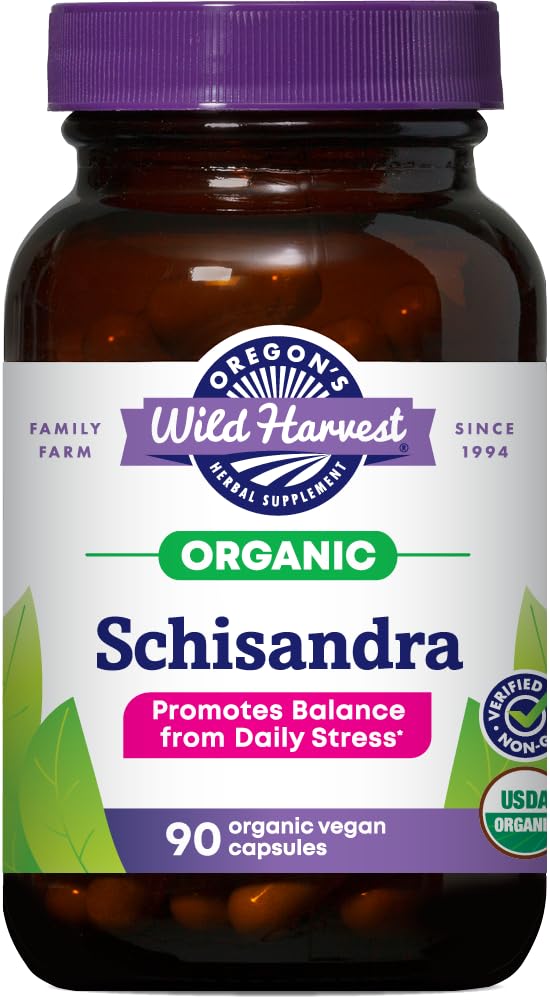 Oregon's Wild Harvest Schisandra en botella, impulsa la vitalidad para el día.