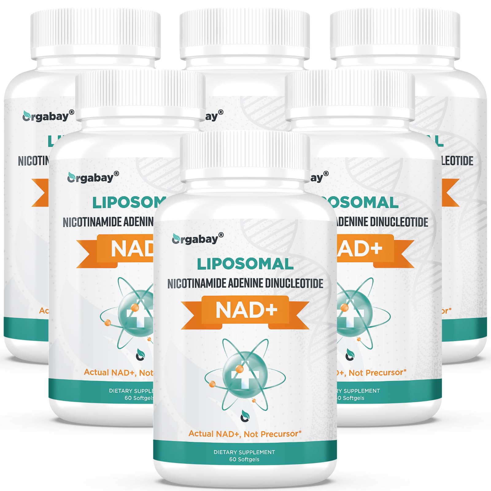 Orgabay Liposomal NAD+ frente a la botella: posible apoyo a la energía diaria.