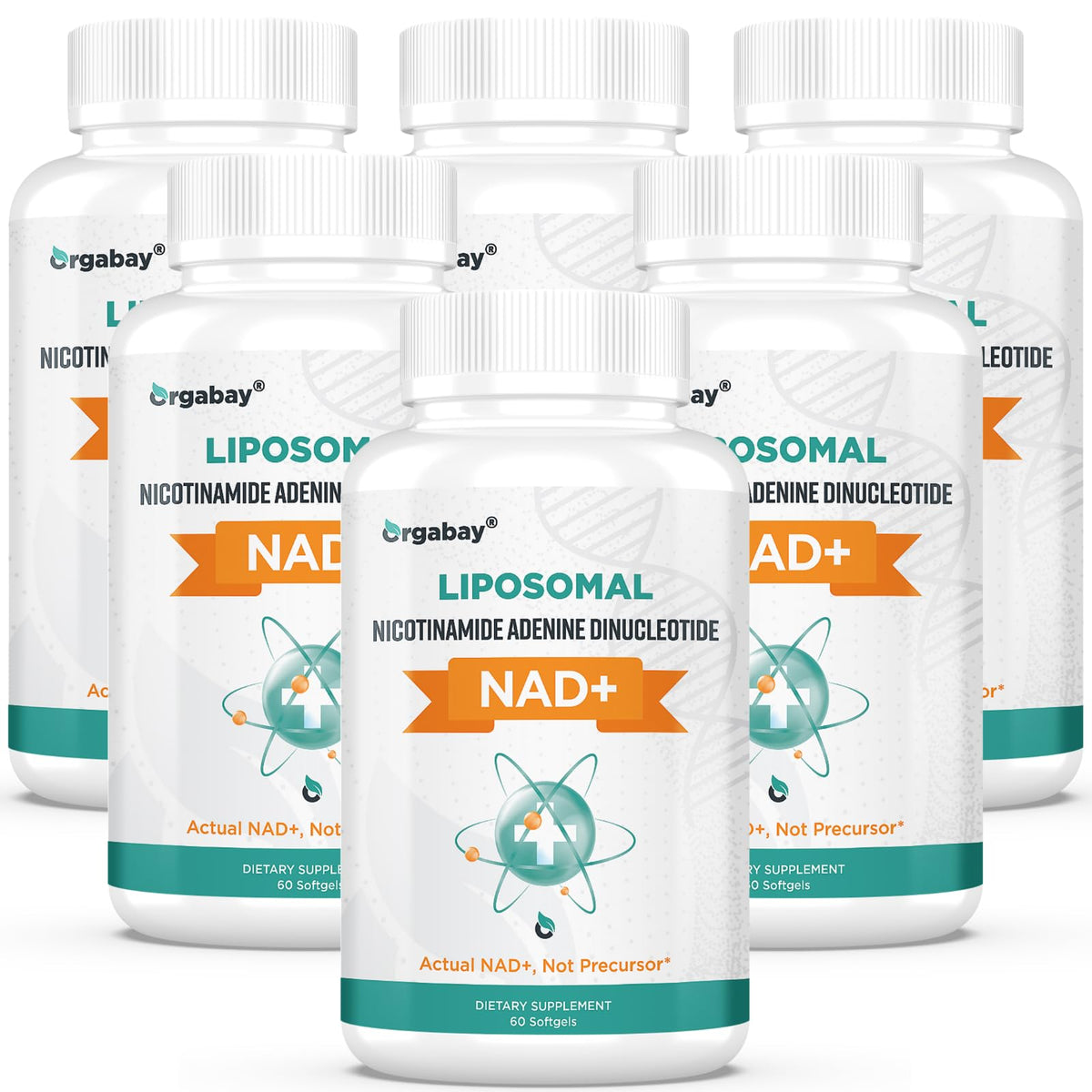 Orgabay Liposomal NAD+ frente a la botella: posible apoyo a la energía diaria.