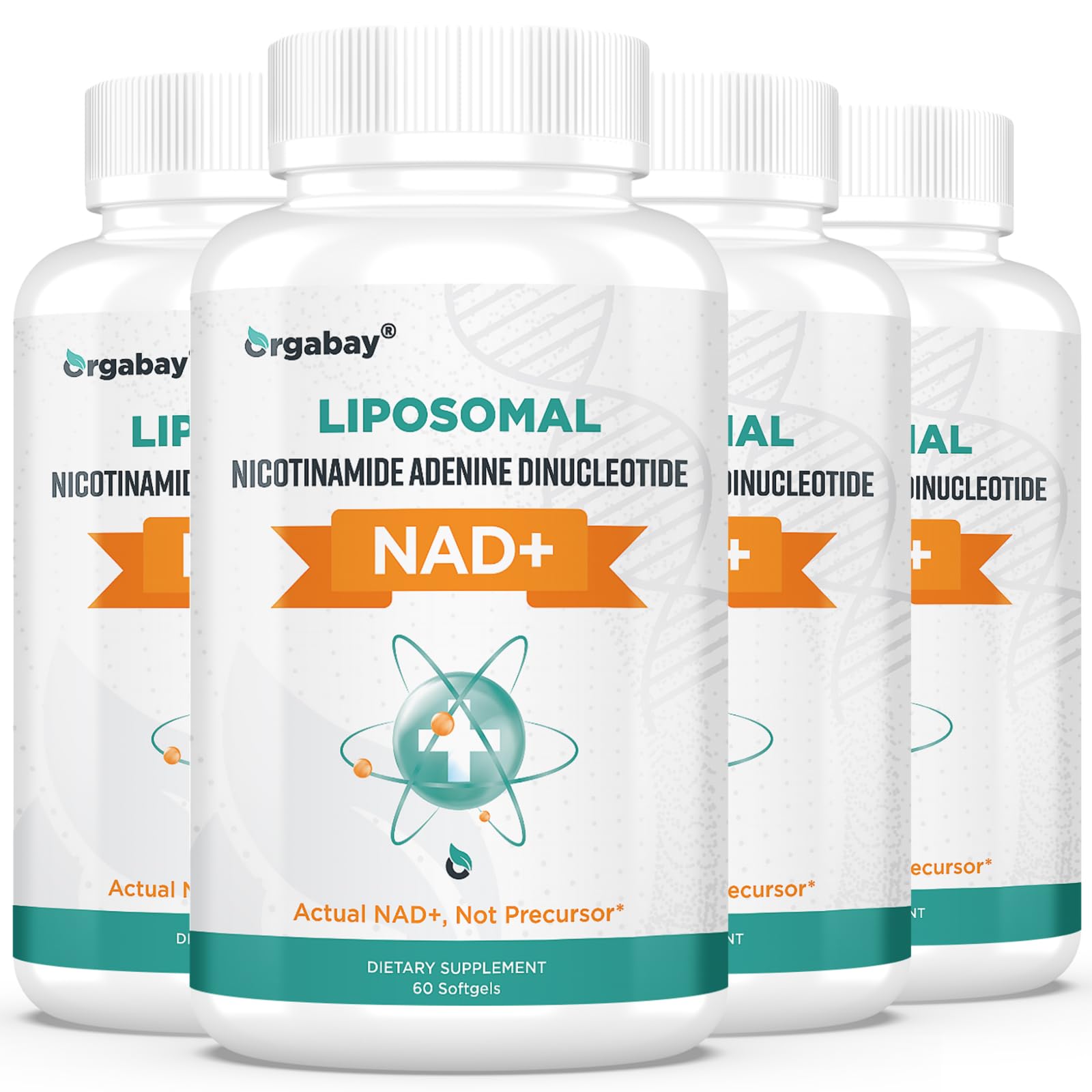 Orgabay NAD+ liposómico botella: protección estomacal y absorción eficiente para energía diaria.
