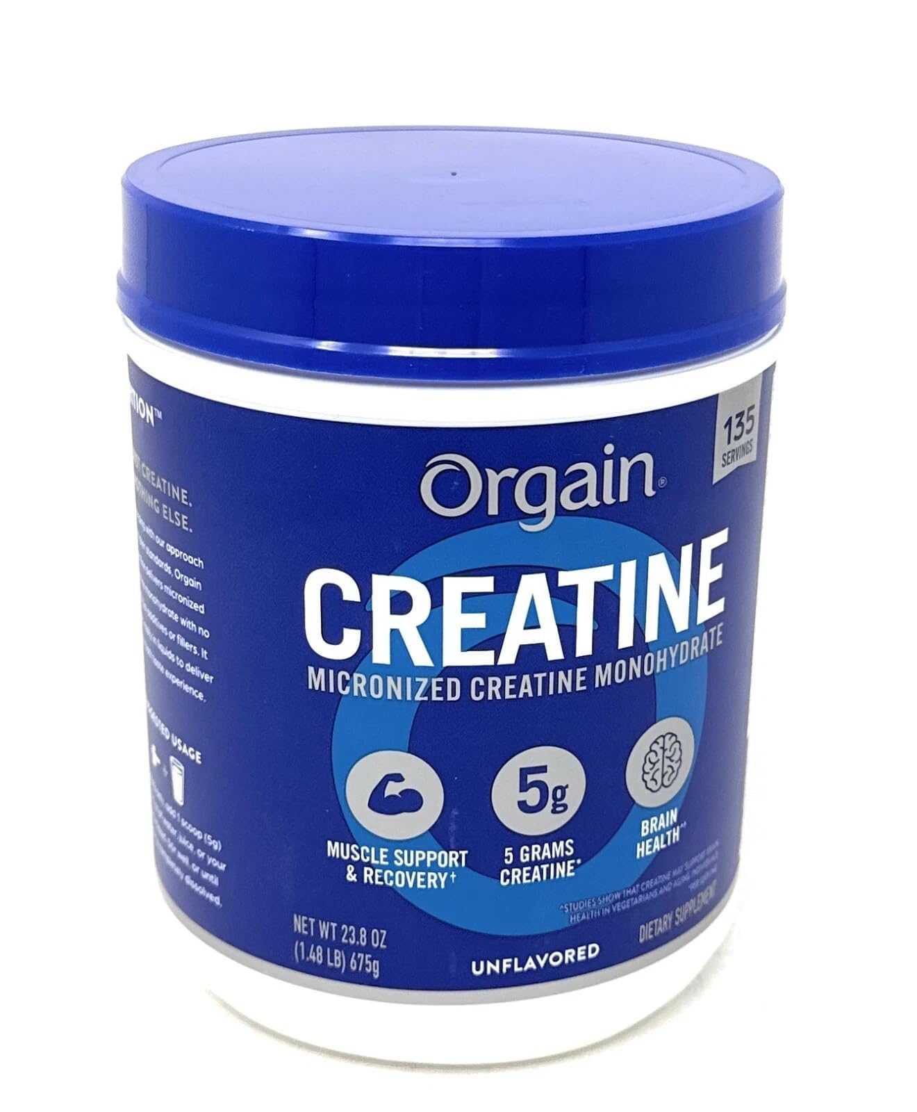 Orgain Creatina Monohidrato 5g sirviendo, potencia potencial durante sesiones de entrenamiento.