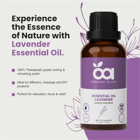 Cuentagotas de Organic Alley lavanda para difusor o cuidado suave de la piel.