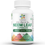 Organic Aura Neem Cápsulas, bote frontal, apoyo natural al sistema inmunitario.